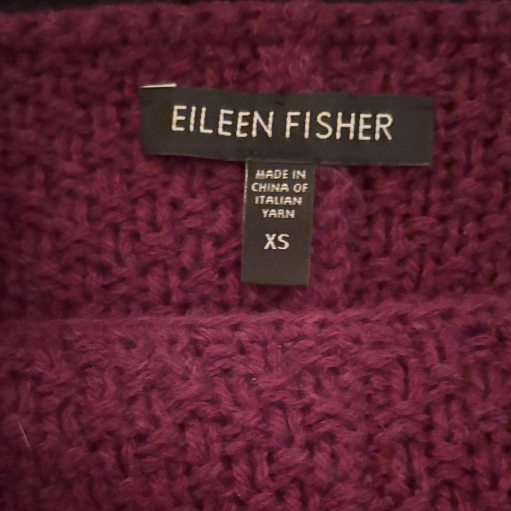 Eileen Fisher Plum Pointelle Crewneck Sweater - Picture 4 of 8